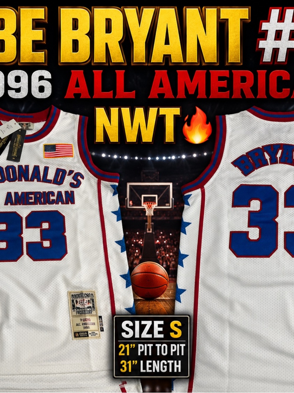 Kobe Bryant 1996 McDonald's All American #33 White Basketball Jersey
